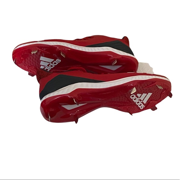 Addias Baseball Metal Cleats Mens Shoes Red and White with Black Trim US 12 1/2 - Picture 6 of 12